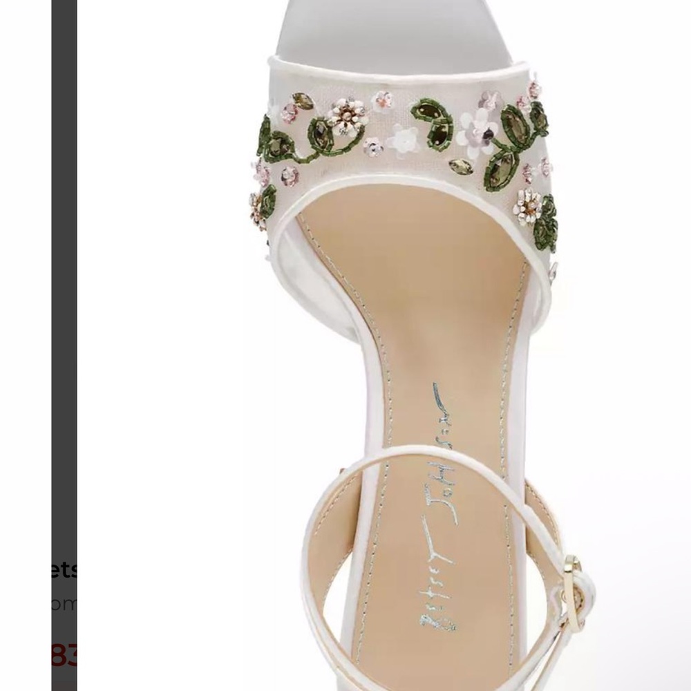 Betsey Johnson Kirra Ivory Beaded Block Heel Sandals Sz 9.5 Bridal Wedding Prom - Picture 5 of 10